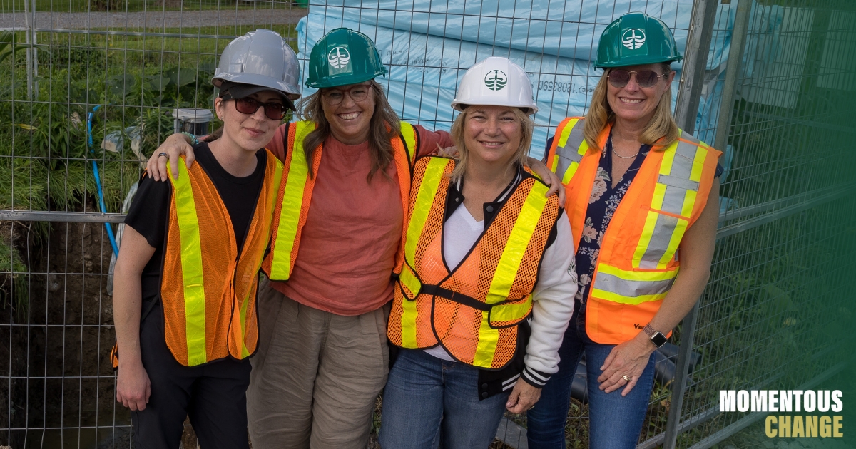 Four women at the construction site